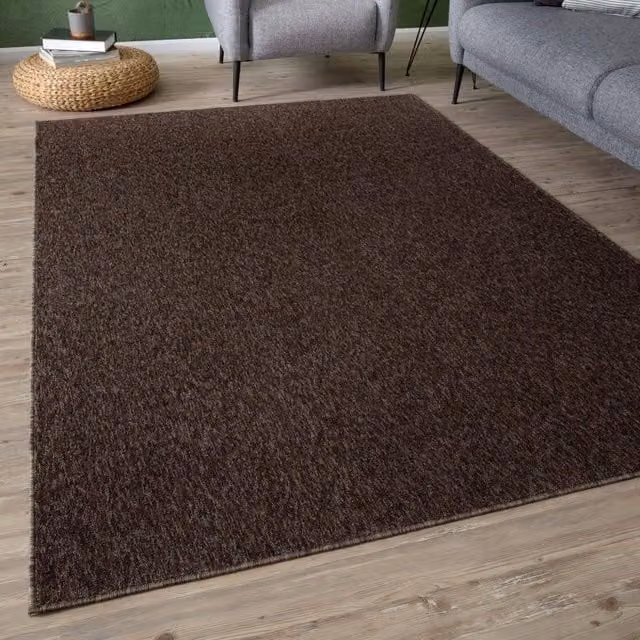 THE RUGS Flex Collection Solid Design Low Pile Living Room Rug in Brown, W/D/H: 200 x 290 cm – 1