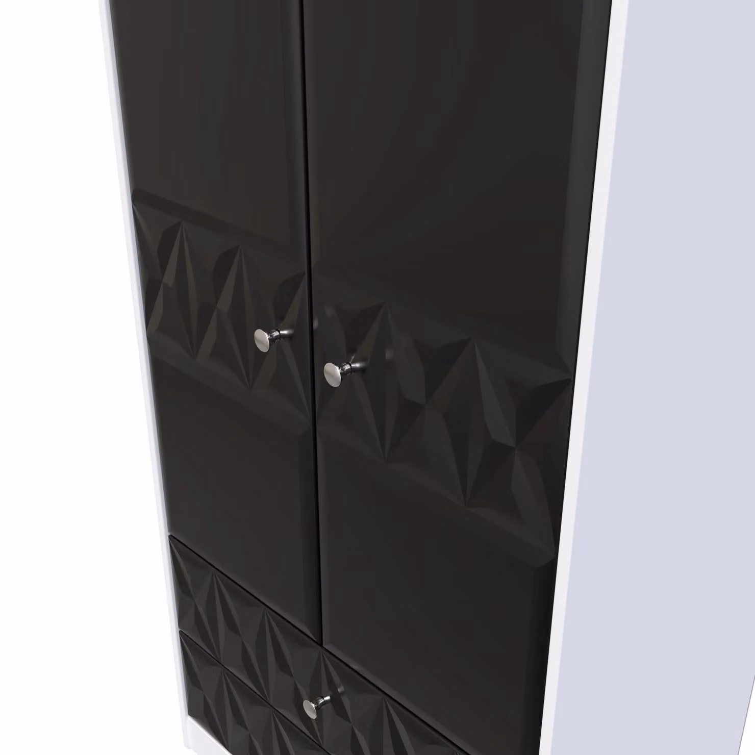 Ready Assembled Toledo 2 Door 2 Drawer Wardrobe in Matt True Black – 3