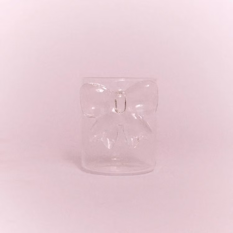 LEPELCLUB Bow Tumbler Glass in Transparent Pink