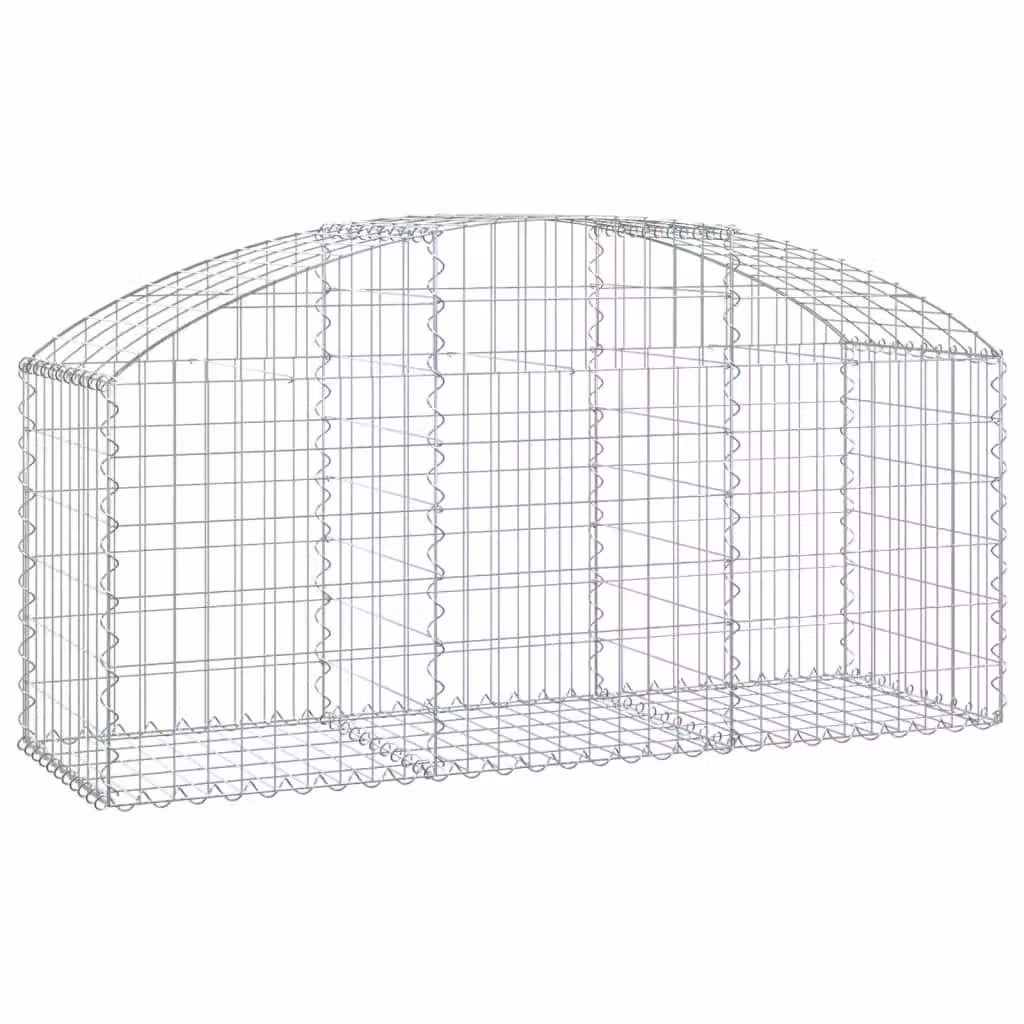 Berkfield Home Arched Gabion Basket in Silver Galvanised Steel, W: 150 cm, D: 50 cm, H: 60-80 cm