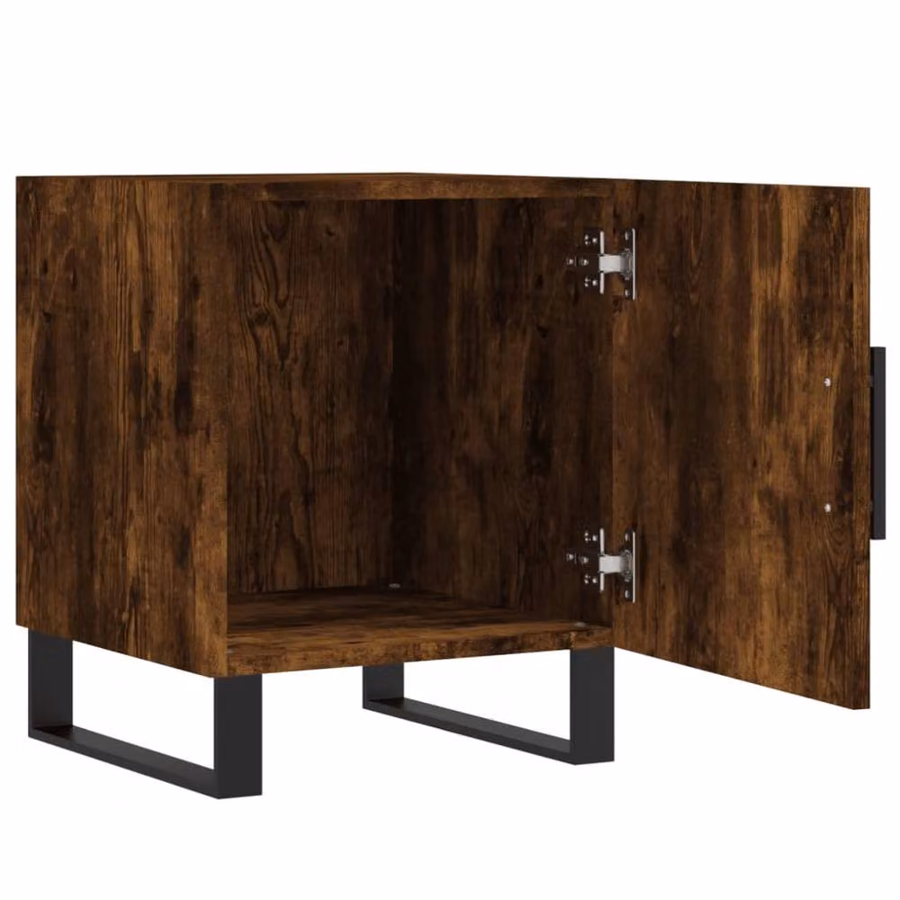 Berkfield Home Set of 2 Modern Bedside Cabinets in Smoked Oak Brown, W/D/H: 40 x 40 x 50 cm – 4