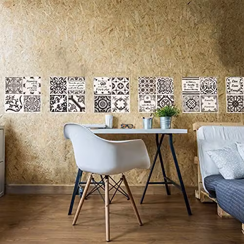 Walplus Retro Brown Tile Wall Stickers, 12 pcs, W/H: 20 x 20 cm – 2