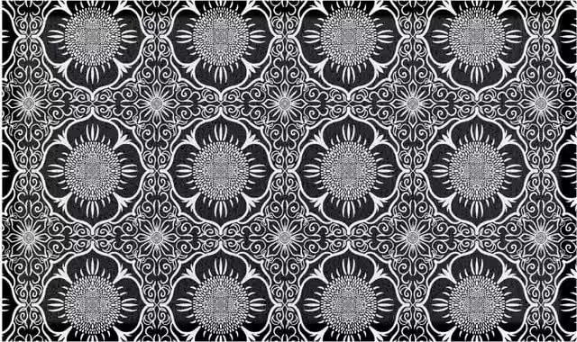Artsy Mats Black and White Floral Pattern Weatherproof Non-Slip Indoor Outdoor Doormat