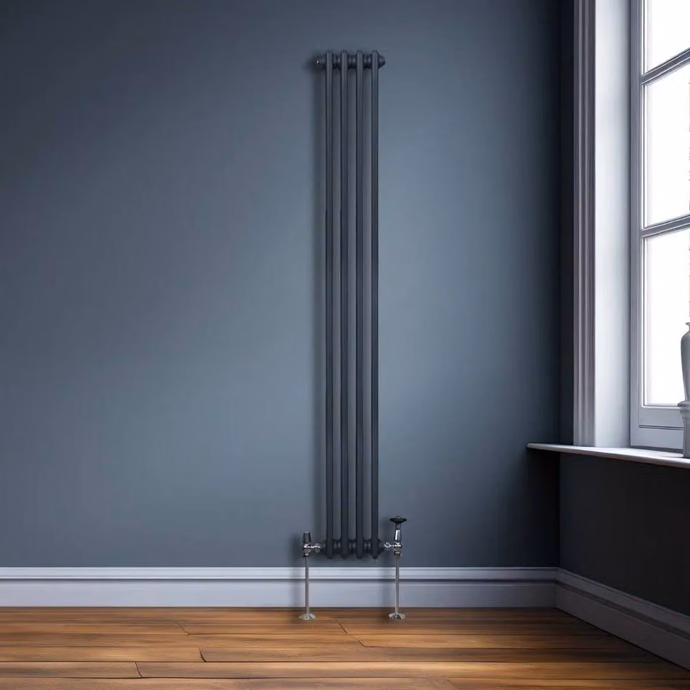 Monstershop Traditional 2 Column Steel Radiator in Anthracite Grey, H: 180 cm, W: 20.2 cm, D: 7 cm – 4