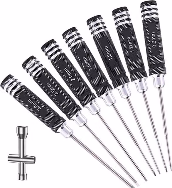 FLAVORA 7-Piece Professional RC Car Hex Screwdriver Repair Tool Set in Black