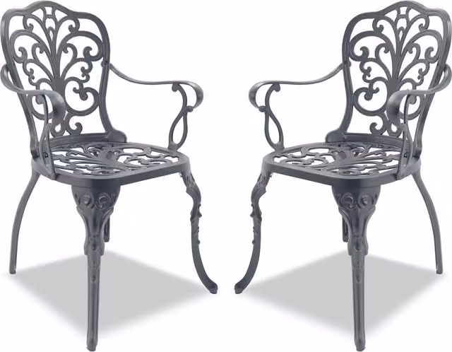 Centurion Supports Classic Metal Garden Chairs Set in Matt Grey