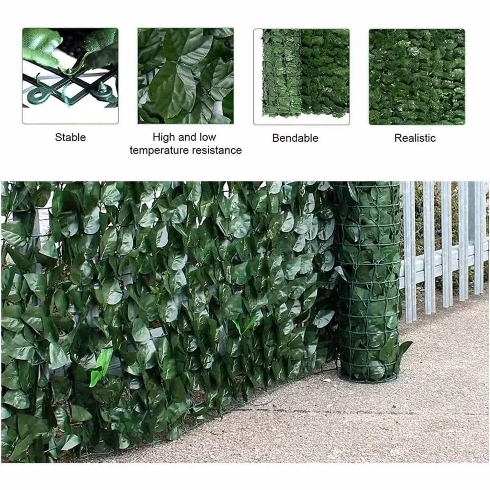 FLAVORA Green Artificial Ivy Leaf Hedge Privacy Screen, W/H: 100 x 100 cm – 5