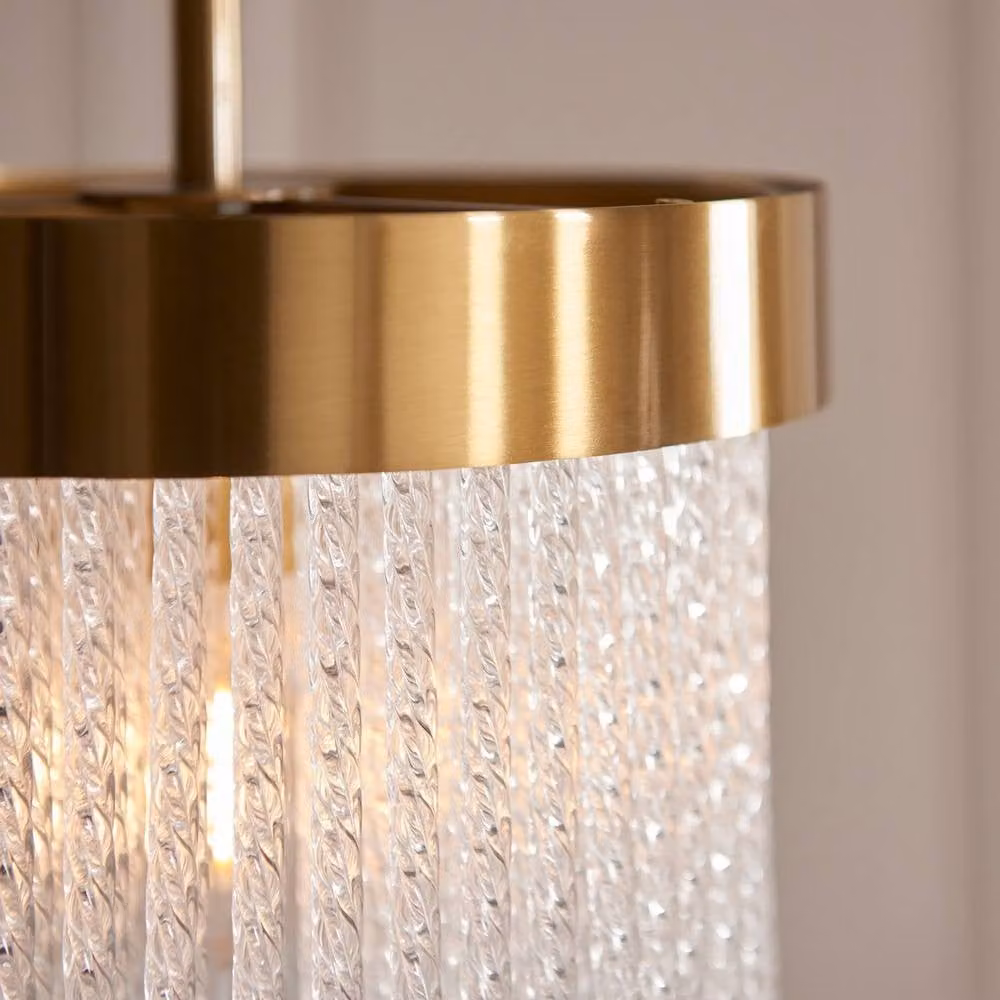 Netlighting Anistoria Pendant Light with Transparent Glass and Gold Brass Finish, E27, Height Adjustable and Dimmable – 3