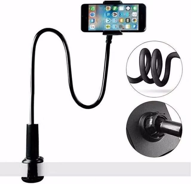VOGREX Adjustable Phone Clamp for Bed Desk in Black – 1