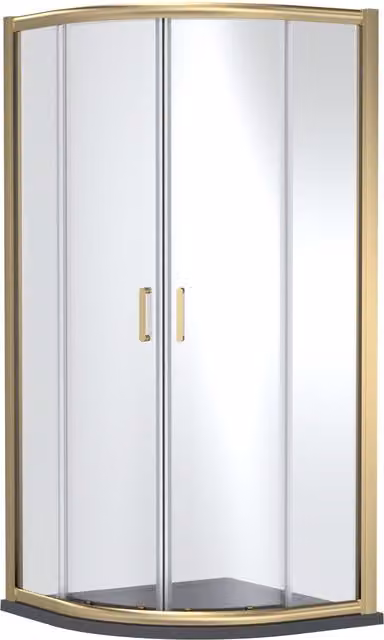 Balterley Quadrant Corner Shower Enclosure with Tray in Brushed Brass and Grey, W/D: 100 x 100 cm