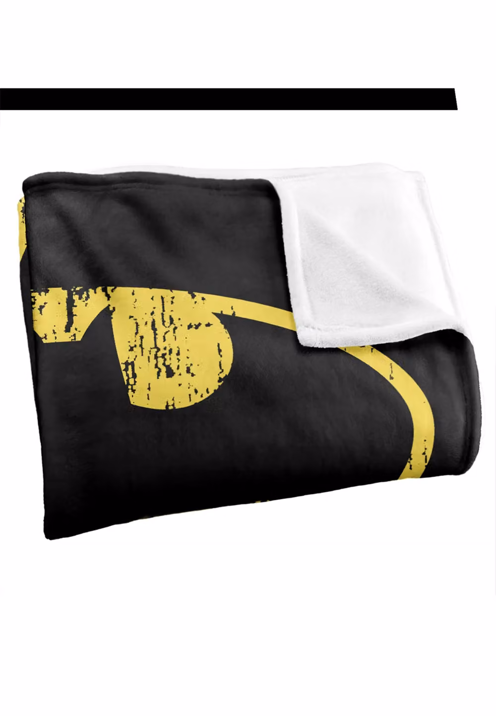 DC Comics Batman Classic Logo Distressed Blanket in White and Black, W: 152 cm, D: 127 cm – 3