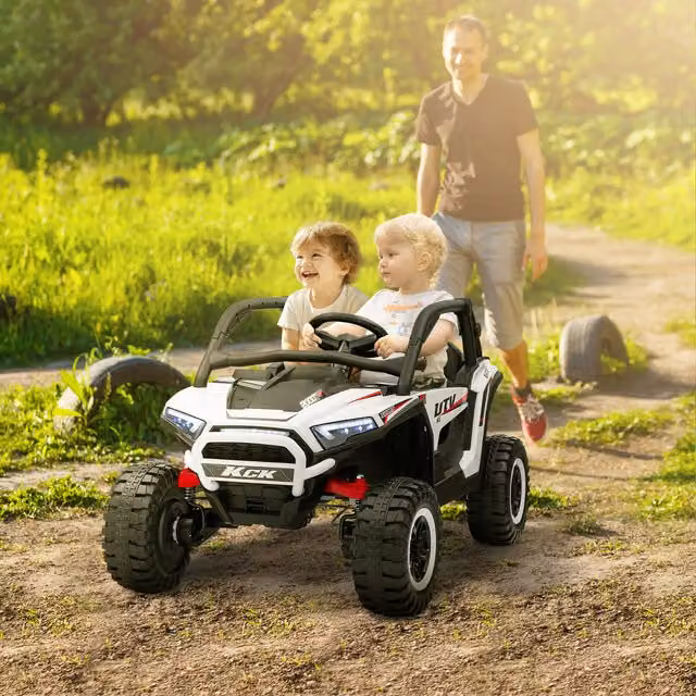 AIYAPLAY 2 Seater 24V 7AH Electric Ride on Truck with Suspension in White
