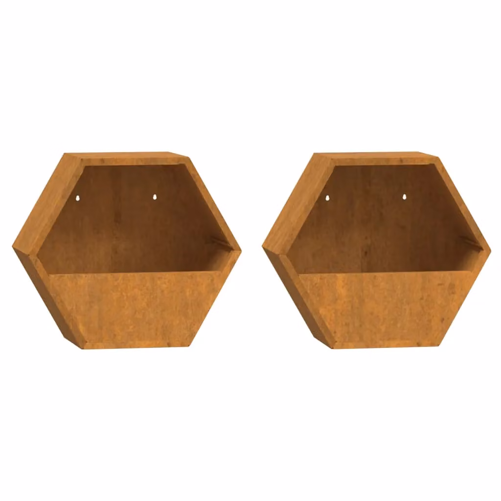Berkfield Home Rusty Corten Steel Window Box Wall Planters, 2 Pack, Brown, W: 30 cm, D: 10 cm, H: 25 cm – 2