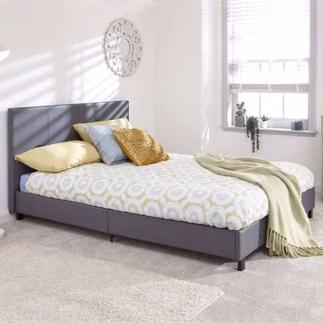 GFW Modern Upholstered Bed in Grey, W/D/H: 120 x 200 cm
