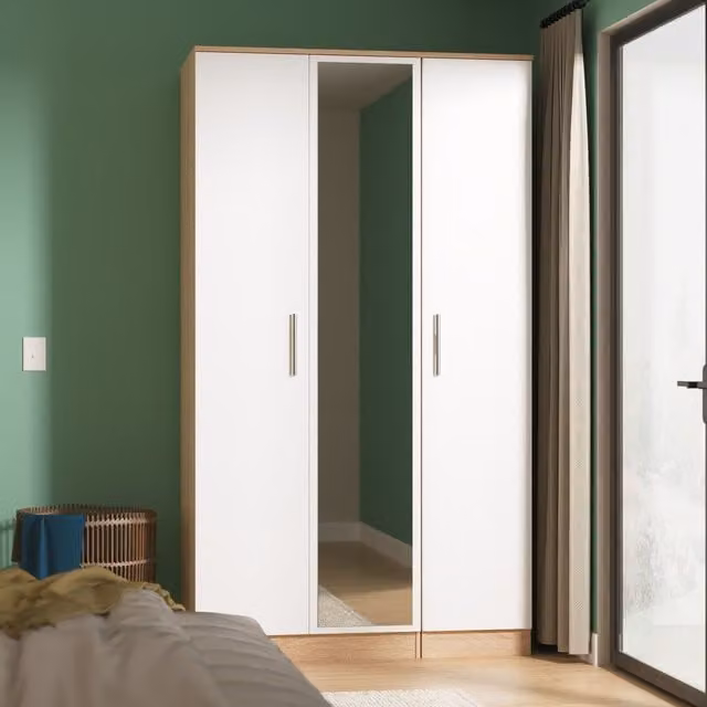 Ready Assembled 2 U Trent Tall Triple Mirror Wardrobe in White
