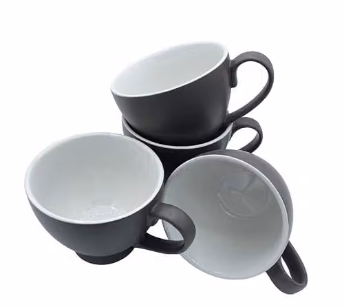 GM Garden and Home Set of 6 Black Stoneware Teacups, W: 11 cm, D: 15 cm, H: 9 cm – 2