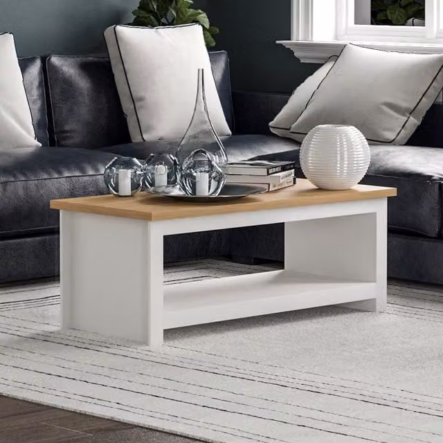 Vida Designs Modern White Rectangular Wood Coffee Table