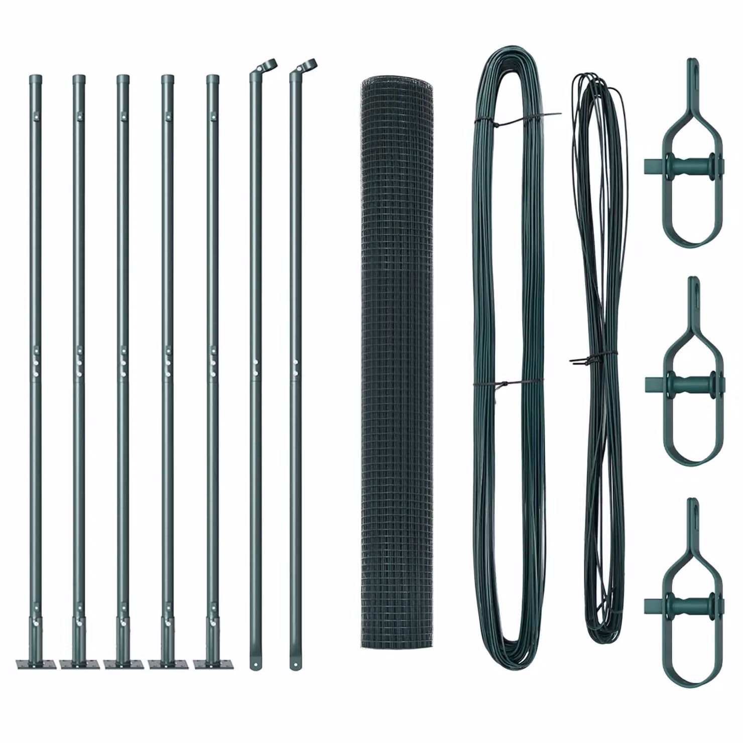 Berkfield Home Green Steel Welded Wire Fence with 7 Flanged Posts, W: 120 cm, L: 10 m – 2