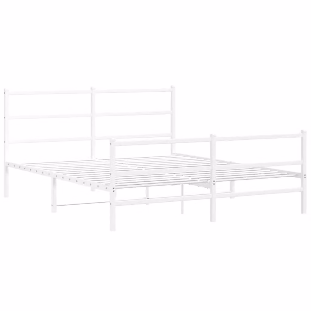 Berkfield Home Metal Bed Frame with Footboard, White, W/D/H: 150 x 200 cm – 2
