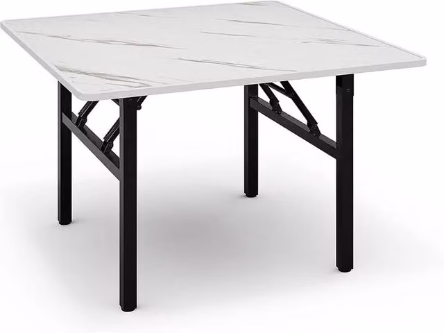 FORGEVIO White Foldable Square Dining Table W/D/H: 60 x 60 x 51 cm