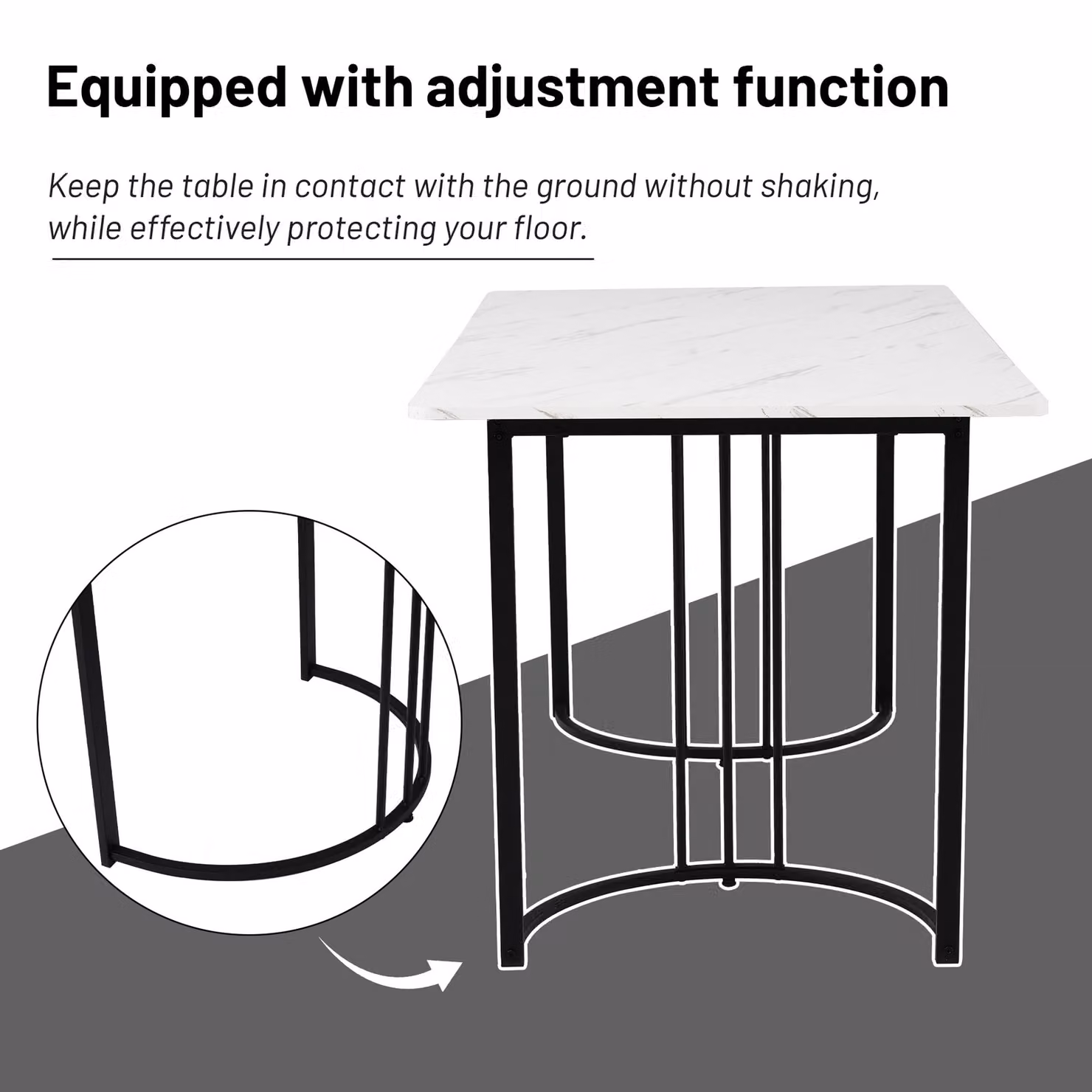Aosom UK Modern Rectangular Extendable Dining Table with Marble Pattern Top and Metal Frame, W/D/H: 140 x 80 x 75 cm, White/Black – 4