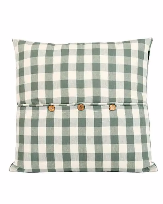 Dibor Green and White Gingham Checked Square Outdoor Garden Cushion, W/D/H: 50 x 50 x 50 cm – 2