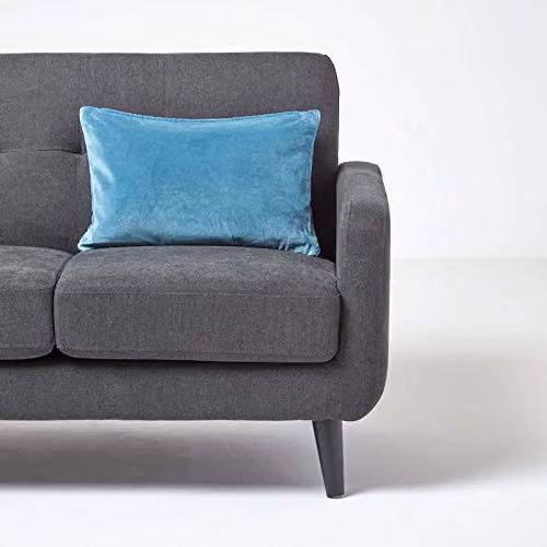 Homescapes Blue Velvet Cotton Cushion Cover, Rectangular, W/D/H: 50 x 30 x 30 cm – 3