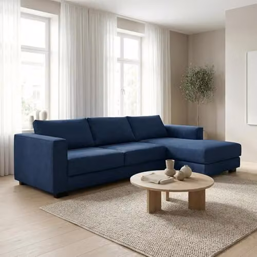 Abakus Direct Kaizer L-Shaped Corner Sofa in Blue Bouclé Fabric, Right Facing, W: 286 cm, D: 170 cm, H: 85 cm – 4