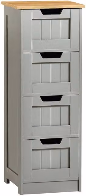 VOGREX Priano Grey Matt Freestanding 4-Drawer Modern Bathroom Storage Cabinet – 1