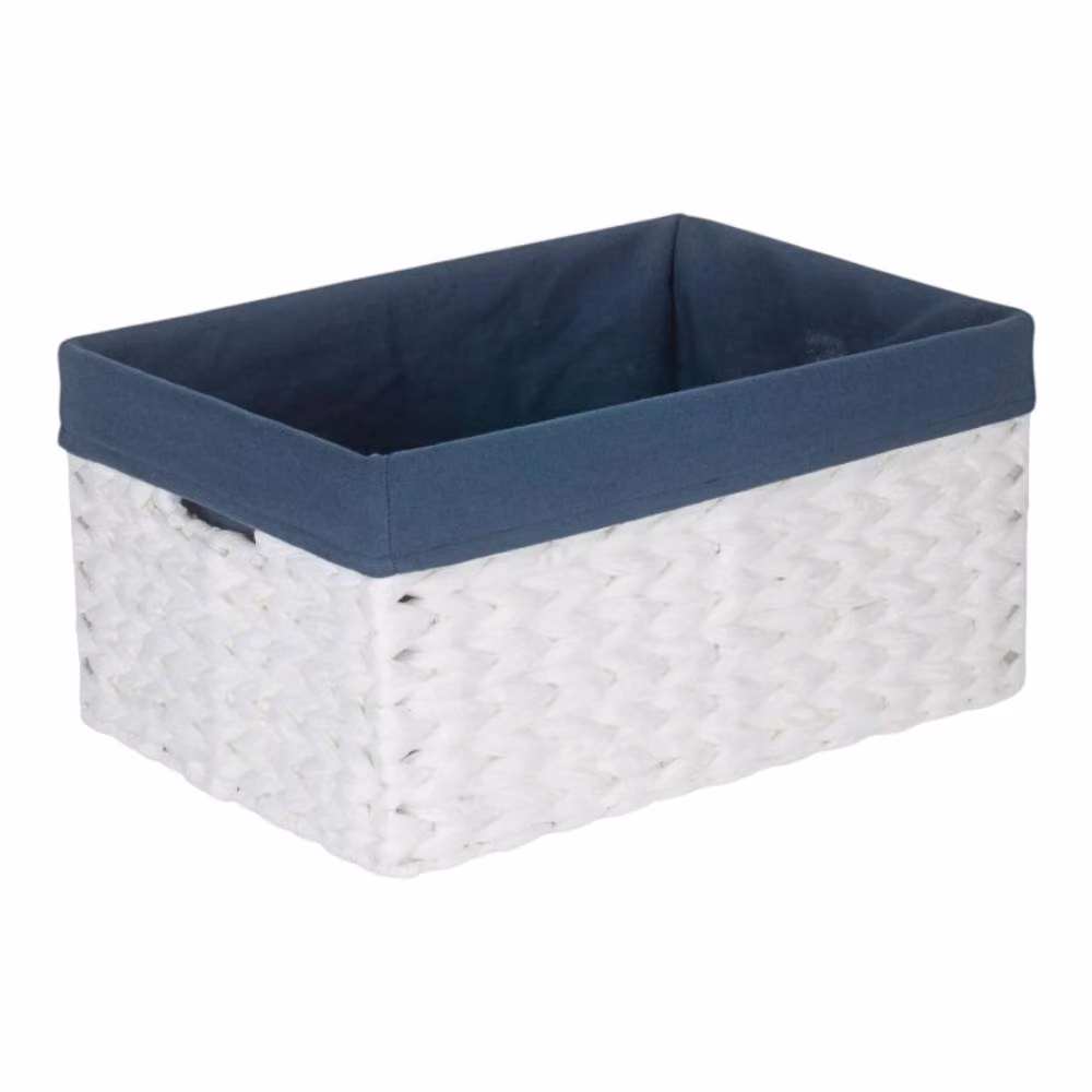 Red Hamper Rectangular Paper Rope Storage Basket with Navy Blue Cotton Lining in White, W/D/H: 42 x 30 x 21 cm – 2