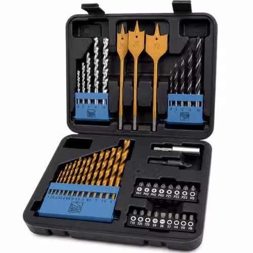 Lumberjack 46 Piece HSS Drill and Screwdriver Bit Set in Black and Multicolour