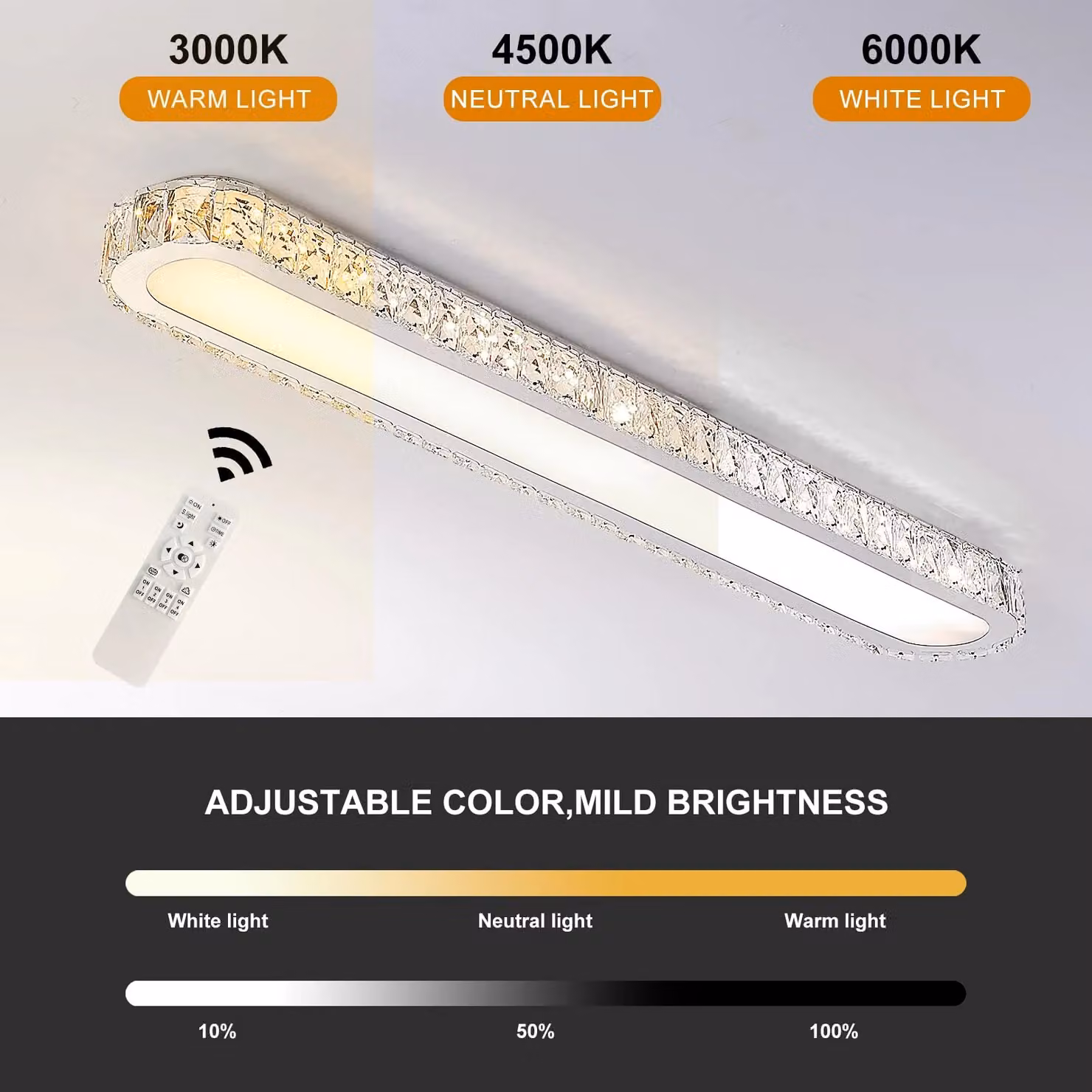 Garwarm Modern Luxury LED Ceiling Lamp in White with Remote Control and Dimmable Function – 4