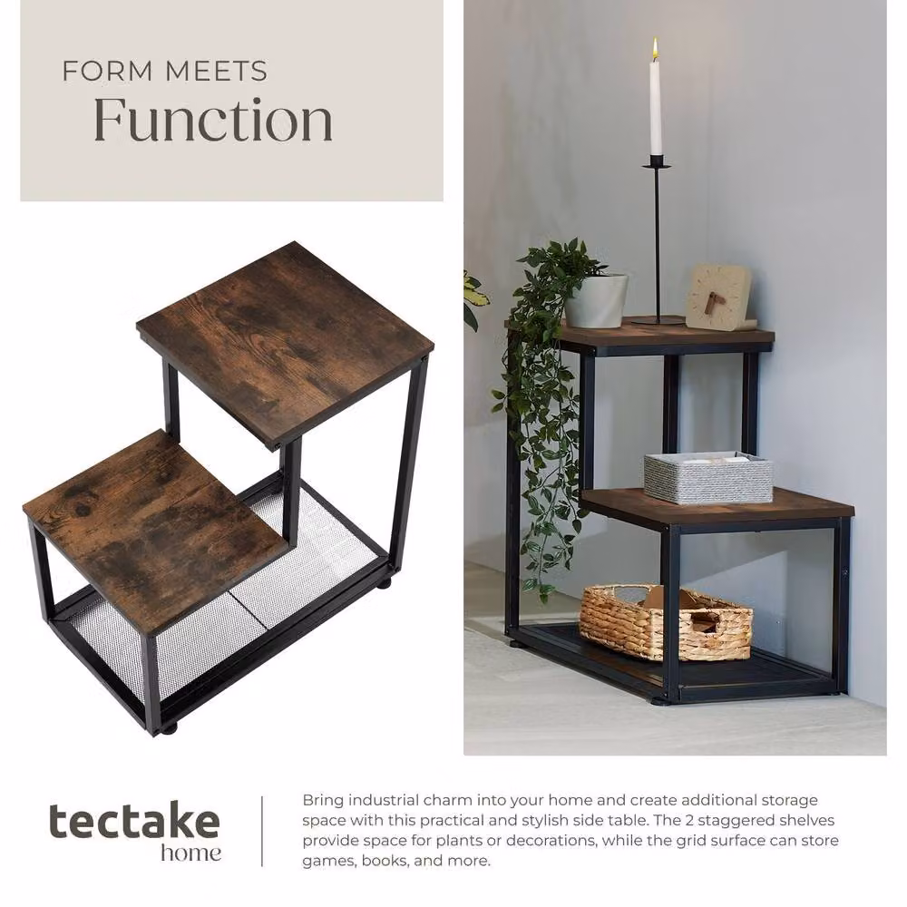 tectake Halifax Bedside Table in Dark Brown – 5