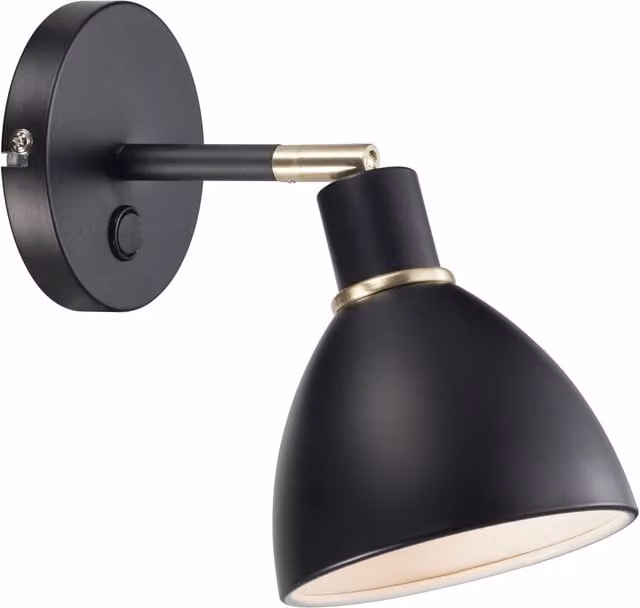 Nordlux Ray Black Metal Wall Light with E14 Socket and Rocker Switch – 1