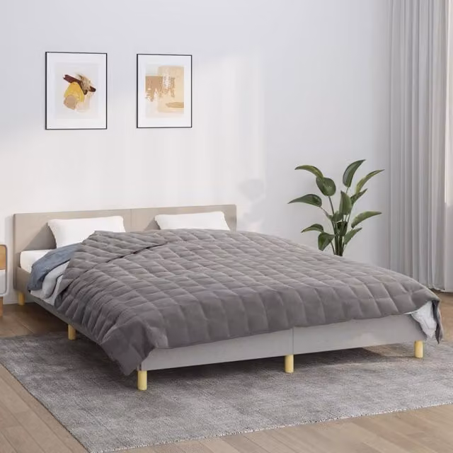 Berkfield Home Grey Weighted Blanket for Adults, W/D: 200 x 220 cm, 9 kg – 1