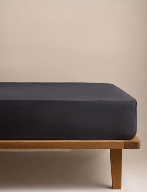 M&S Pure Linen 190gsm Deep Fitted Sheet, Charcoal Grey, W: 140 cm x L: 200 cm