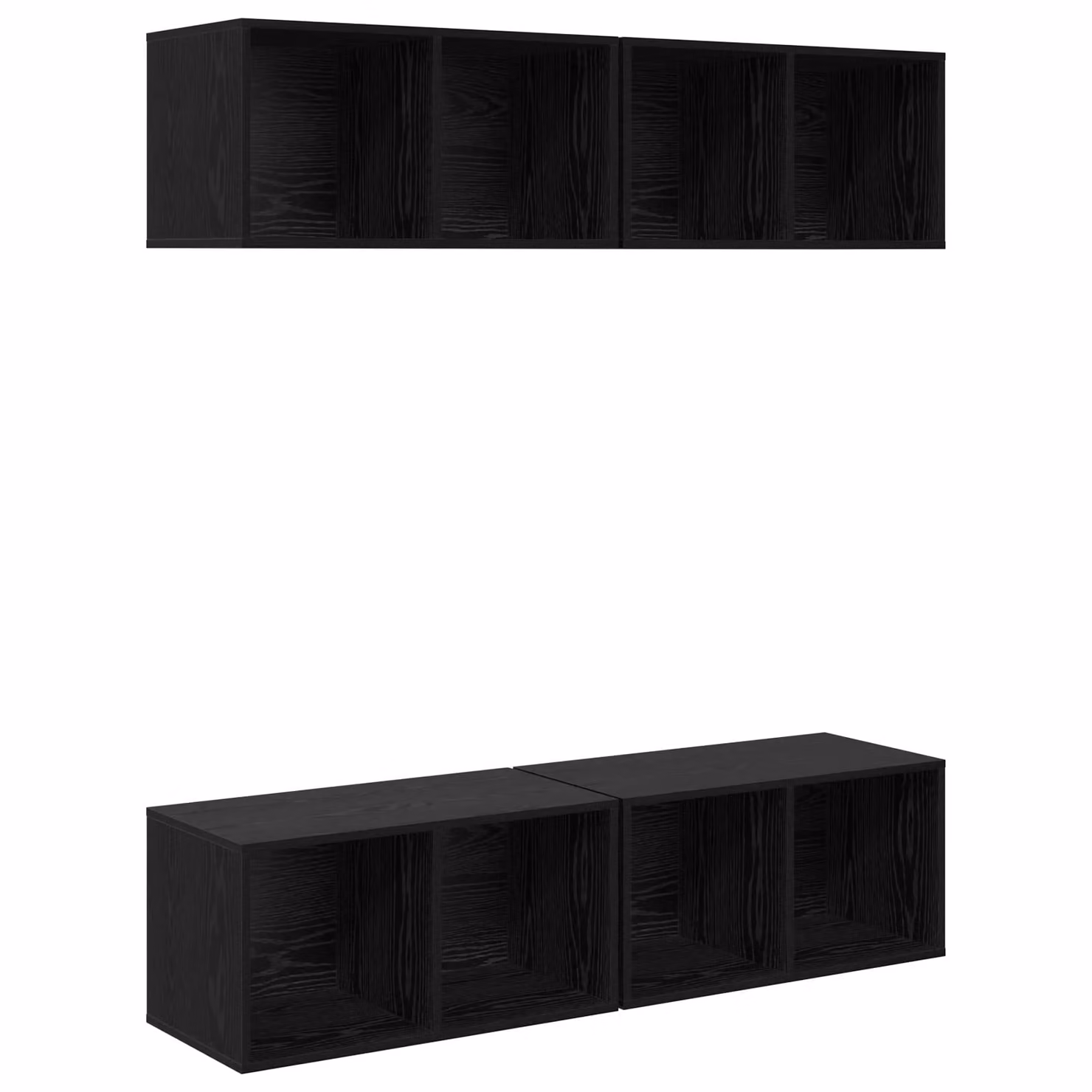Berkfield Home Modern Wall Mounted TV Cabinet, 4 Piece Black Oak Set, W/D/H: 37 x 37 x 72 cm – 1