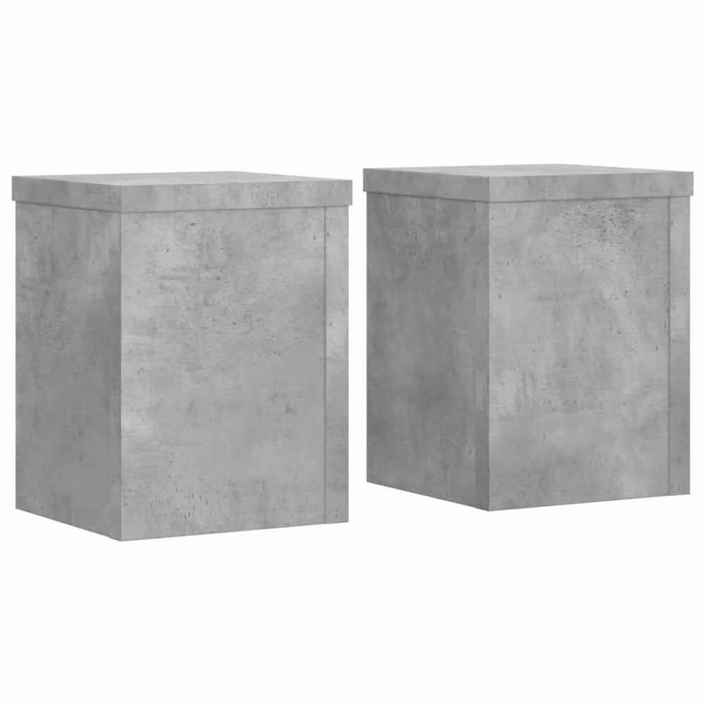 Berkfield Home Set of 2 Modern Square Plant Stands in Grey Concrete and Wood, W/D/H: 15 x 15 x 20 cm – 2