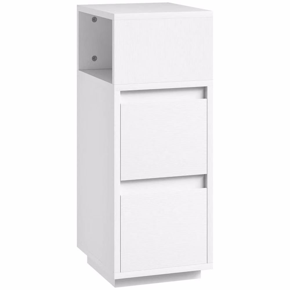 Wyld Haus Nineso Valu Slim White Bedside Table with 2 Drawers and Open Shelf, W/D/H: 25 x 30 x 65 cm – 2