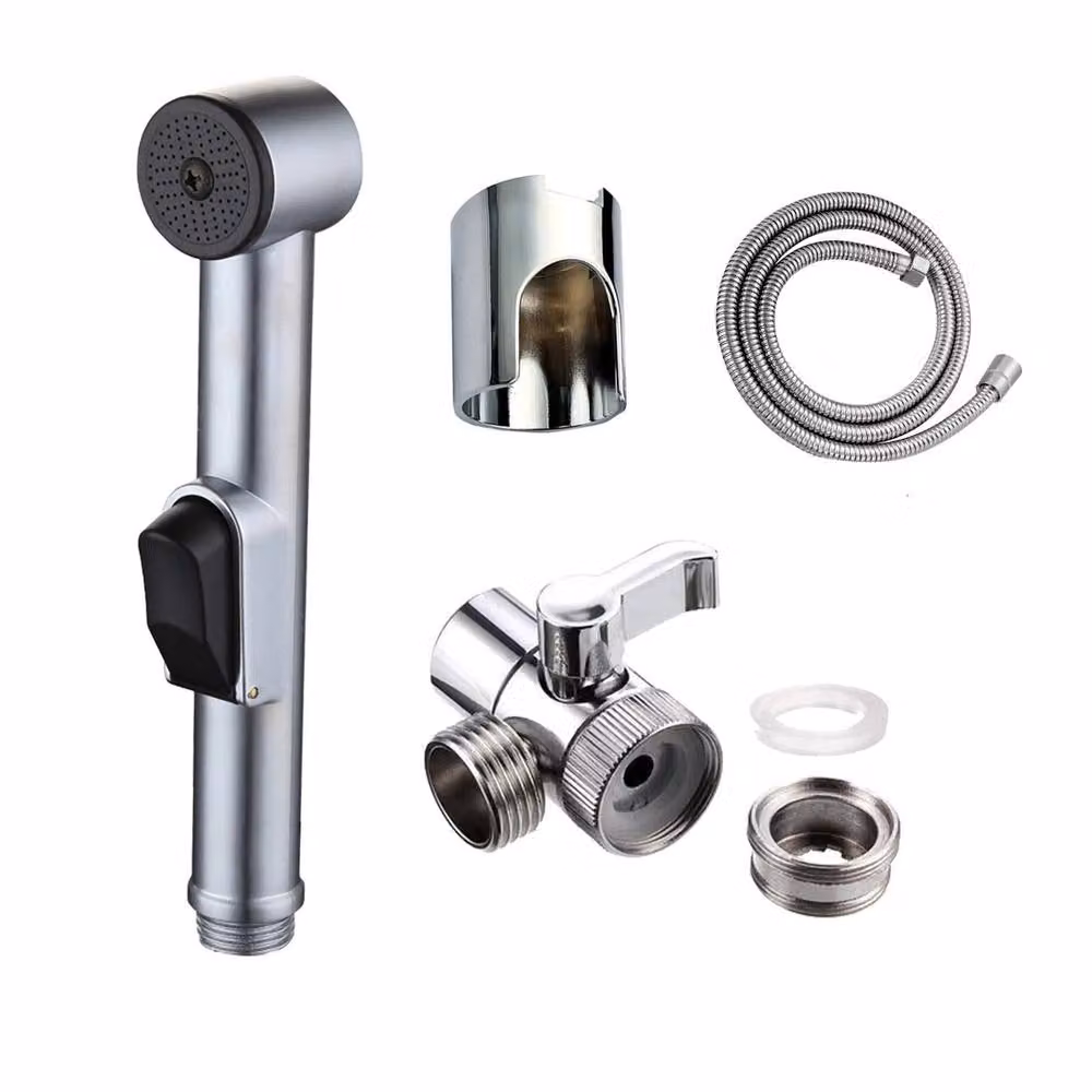 NESTLUNE Handheld Shower Head Spray Tap Attachment Set in Silver and Chrome – 3