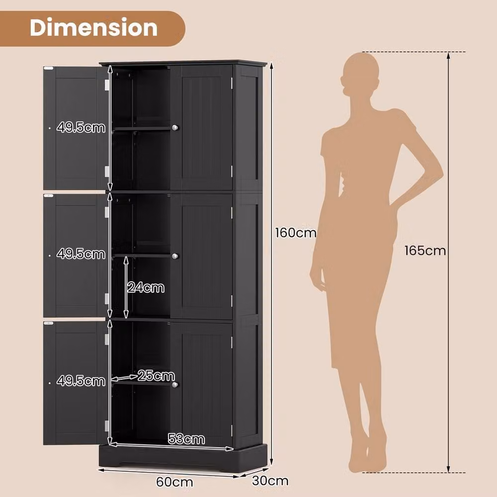 KORVIXA Black Matt Freestanding Modern Bathroom Storage Cabinet with Hinged Doors and Internal Shelves W/D/H: 100 x 100 x 100 cm – 2