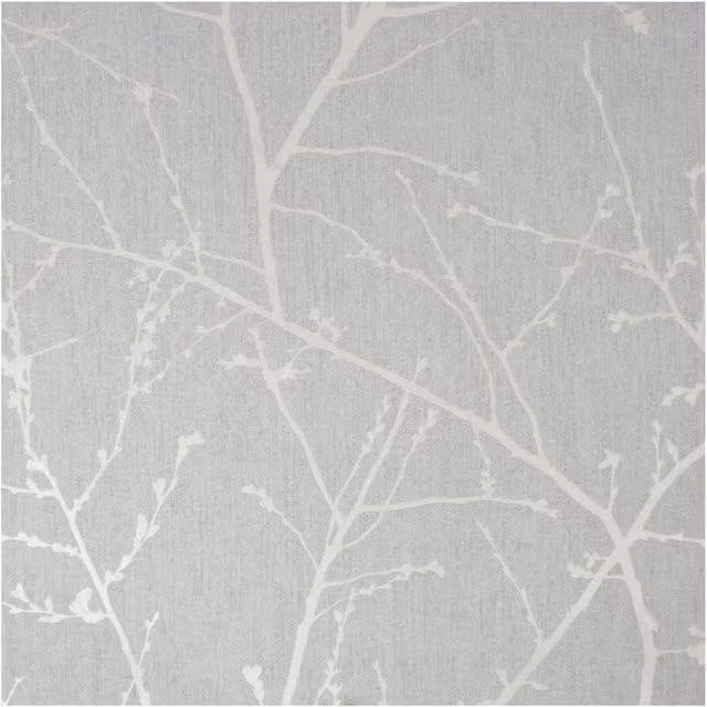 Superfresco Easy Innocence Branch Grey and Silver Metallic Botanical Floral Wallpaper, W: 52 cm, H: 1000 cm