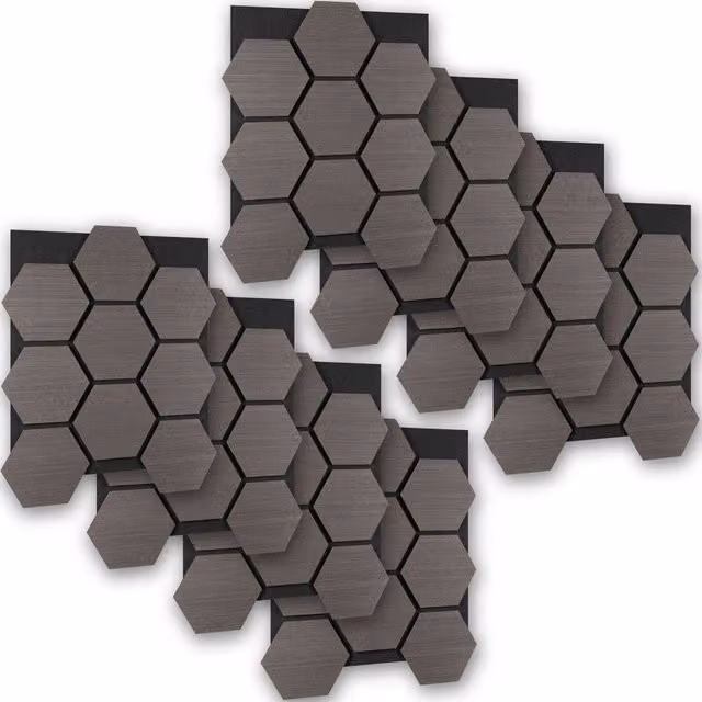 tectake Oak Gray Sound-Absorbing Acoustic Felt Wall Panels in Grey – 1