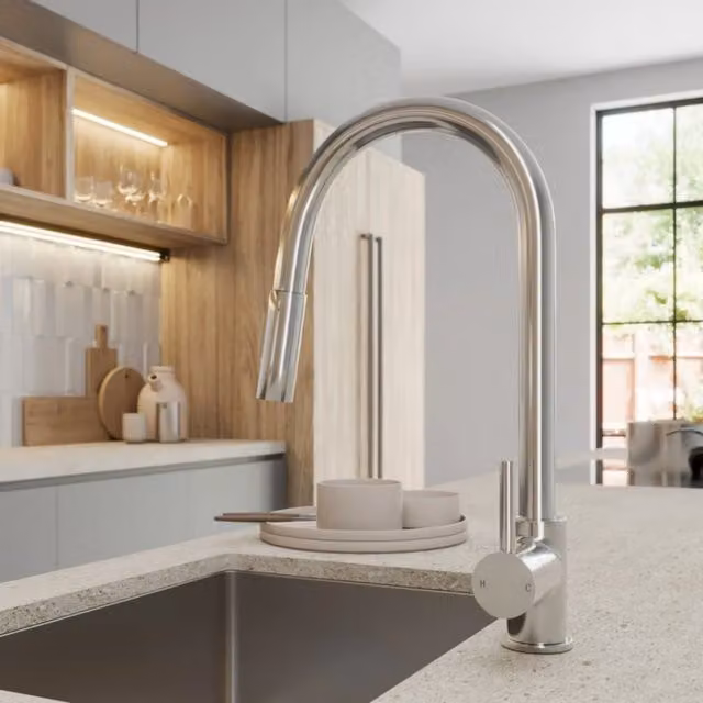 Moritza Chrome Pull Out Kitchen Mixer Tap with Single Lever Handle and Swivel Spray Spout