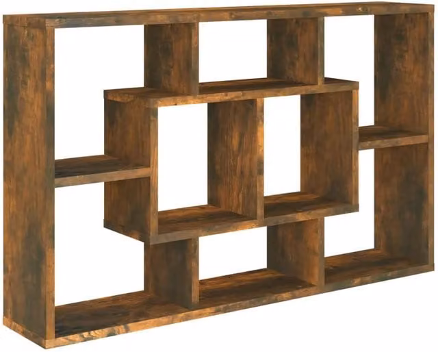 Berkfield Home Wall Mounted Shelf in Smoked Oak Brown, W: 85 cm, D: 16 cm, H: 52.5 cm