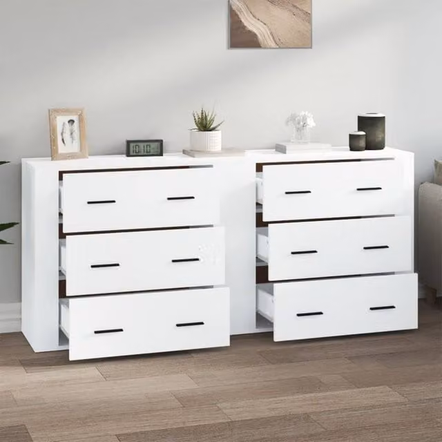 Berkfield Home Set of 2 Modern White Matt MDF Sideboards