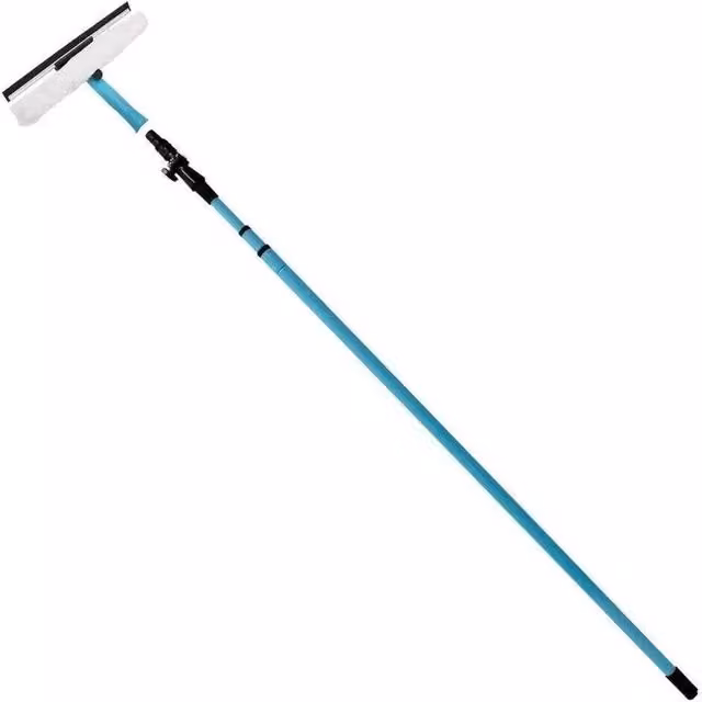VOGREX 11.5ft Extendable Telescopic Window Cleaner Kit with Squeegee and Microfibre Cloth in Blue – 1