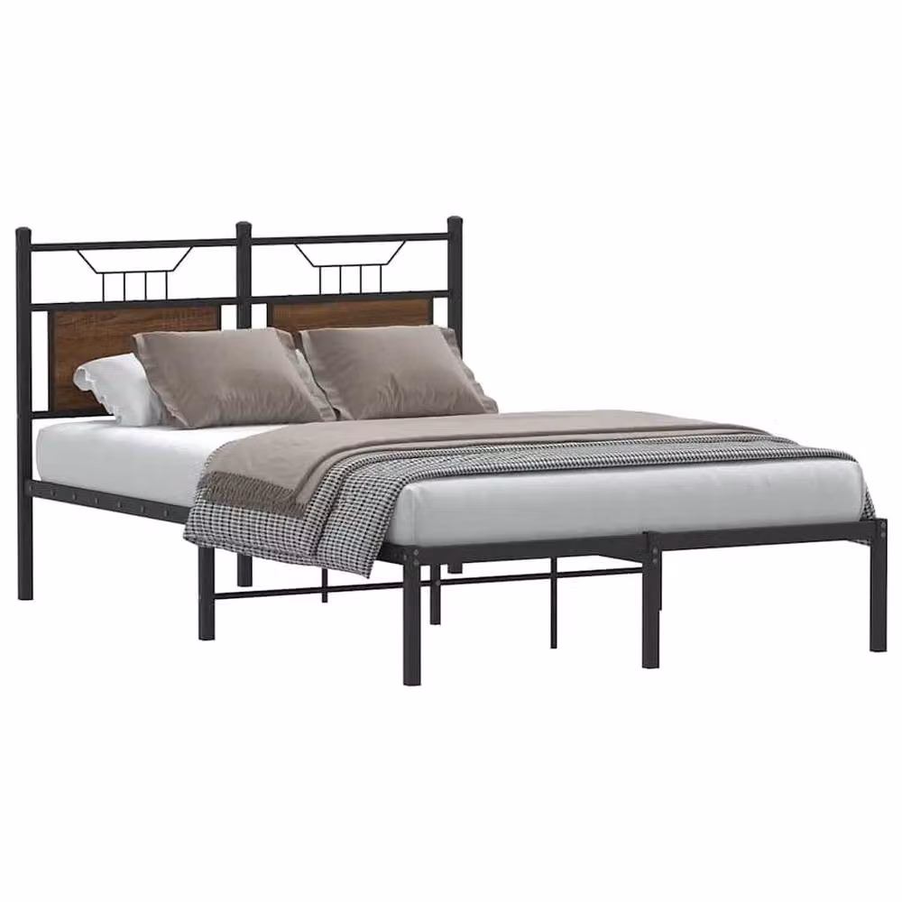 Berkfield Home Decorative Small Double Bed Frame in Brown Oak, W/D/H: 120 x 200 cm – 2