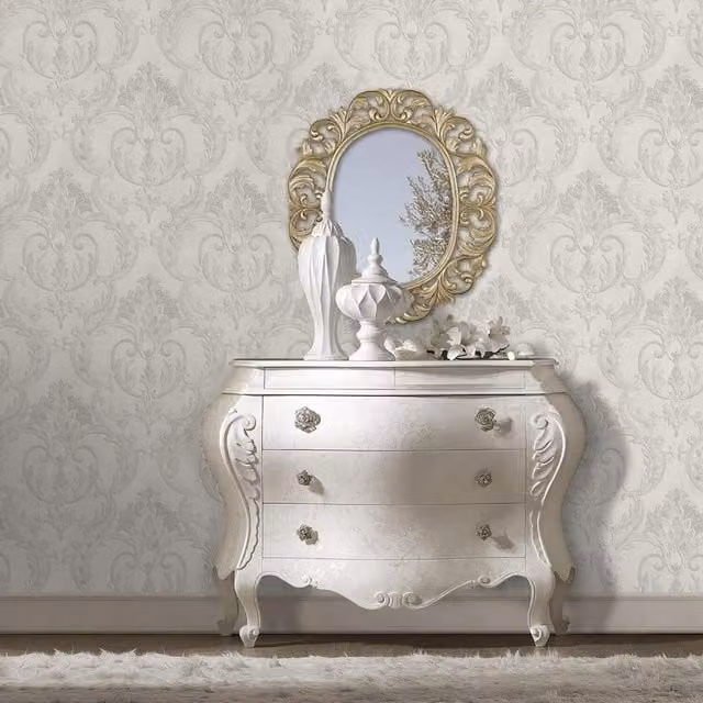Debona White Floral Abstract Classic Vinyl Wallpaper Roll
