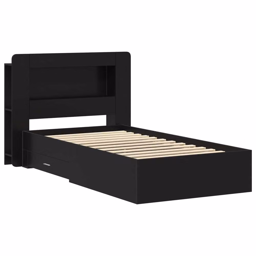Berkfield Home Modern Bed Frame with Storage Drawers in Black, Engineered Wood, W: 75 cm, L: 190 cm – 2